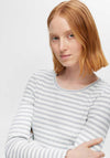 Selected Femme Anna Crew Neck Stripe T-Shirt, Light Grey Melange