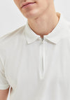 Selected Homme Zip Polo Shirt, Off White