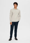 Selected Homme Dane Quarter Zip Knit Sweater, Light Grey Melange