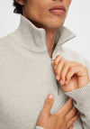 Selected Homme Dane Quarter Zip Knit Sweater, Light Grey Melange