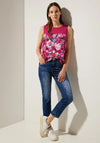 Street One Floral Print Top with Lace Detail, Berry Rose