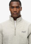 Superdry Essential Logo Henley Quarter Zip Sweatshirt, Varsity Grey