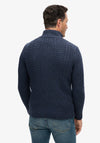 Superdry Jacob Cable Knit Half Zip Jumper, Eclipse Navy