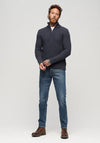 Superdry Jacob Cable Knit Half Zip Jumper, Indigo