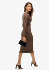 Superdry Womens Long Sleeve Ruched Midi Dress, Chocolate Brown