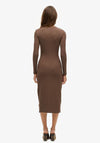 Superdry Womens Long Sleeve Ruched Midi Dress, Chocolate Brown