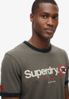 Superdry Ringer Workwear Graphic T-Shirt, Dusky Slate Grey