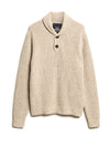 Superdry Shawl Collar Jumper, Taupe Beige Marl