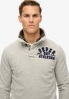 Superdry Vintage Athletic Henley Sweatshirt, Light Grey Marl