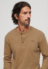 Superdry Vintage Henley Logo Embroidered Long Sleeve T-Shirt, Buck Tan Marl