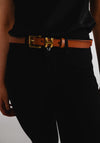 Serafina Collection Faux Leather Gold Buckle One Size Belt, Tan