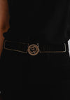 Serafina Collection Elastic Gold Trim One Size Belt, Black