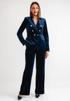 Serafina Collection Velvet Blazer and Trouser Suit, Navy