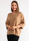 Serafina Collection Gold Button Detail Jumper, Camel