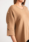 Serafina Collection Gold Button Detail Jumper, Camel