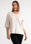 Serafina Collection Gold Button Detail Jumper, Cream