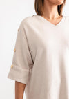 Serafina Collection Gold Button Detail Jumper, Cream