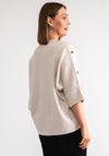 Serafina Collection Gold Button Detail Jumper, Cream