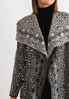 Serafina Collection Snake Print Knit Cardigan, Black and Beige