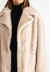 Serafina Collection Faux Fur Long Coat, Beige