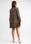 Serafina Collection Frill Detail Leopard Print Smock Dress, Brown