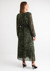 Serafina Collection Leopard Pleated Midi Wrap Dress, Green