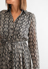 Serafina Collection Snake Print Shirt Dress, Black