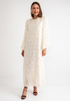 Serafina Collection Fringe Trim Long Dress, Cream