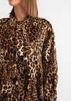 Serafina Collection One Size Leopard Print Maxi Shirt Dress, Brown