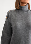 Serafina Collection Gold Bee Button Jumper Dess, Grey