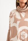 Serafina Collection Printed One Size Roll Neck Jumper, Beige