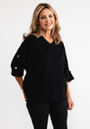 Serafina Collection Gold Button Detail Jumper, Black