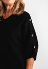 Serafina Collection Gold Button Detail Jumper, Black