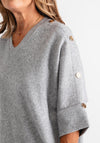 Serafina Collection Gold Button Detail Jumper, Grey