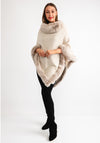 Serafina Collection Faux Fur Knit One Size Poncho, Beige