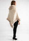 Serafina Collection Faux Fur Knit One Size Poncho, Beige