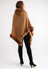 Serafina Collection Faux Fur Knit One Size Poncho, Camel