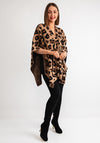 Serafina Collection Leopard Knit One Size Poncho, Camel