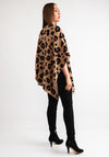 Serafina Collection Leopard Knit One Size Poncho, Camel