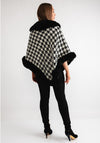 Serafina Collection Houndstooth Faux Fur Trim One Size Poncho, White