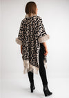 Serafina Collection Printed Faux Fur One Size Poncho, Beige