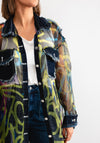 Serafina Collection One Size Geometric Print Contrast Jacket, Green Multi