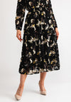 Serafina Collection Floral Embroidered Tiered Midi Skirt, Black