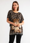 Serafina Collection Leopard Print Embellished T Shirt, Dark Brown