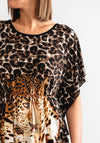 Serafina Collection Leopard Print Embellished T Shirt, Dark Brown