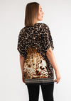 Serafina Collection Leopard Print Embellished T Shirt, Dark Brown