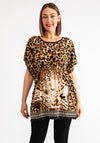 Serafina Collection Leopard Print Embellished T Shirt, Brown