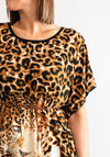 Serafina Collection Leopard Print Embellished T Shirt, Brown