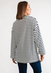 Serafina Collection Striped V Neck Top, White and Navy