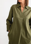 Serafina Collection V Neck Blouse, Khaki Green